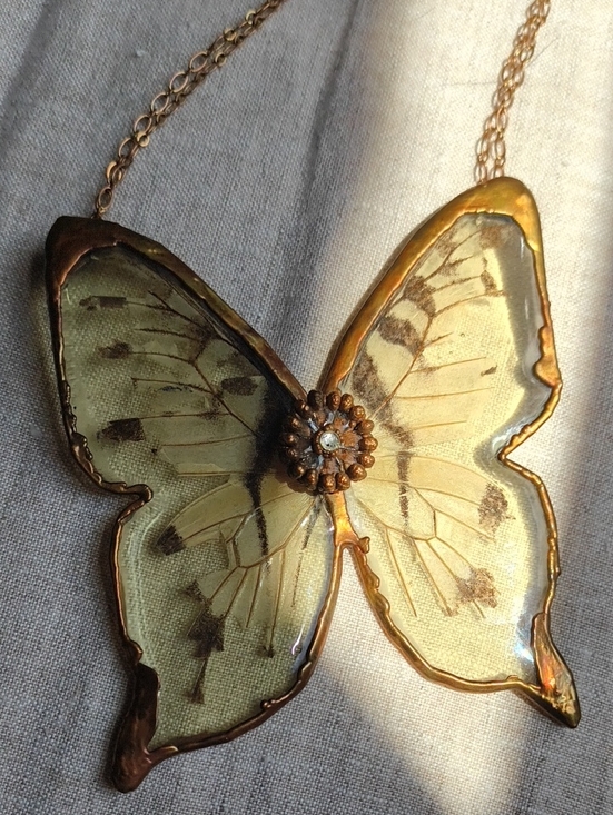 Wild Bling Jewelry - Real Swallowtail Butterfly Copper  Necklace Fairy Boho Chic Renfaire Shabbychic